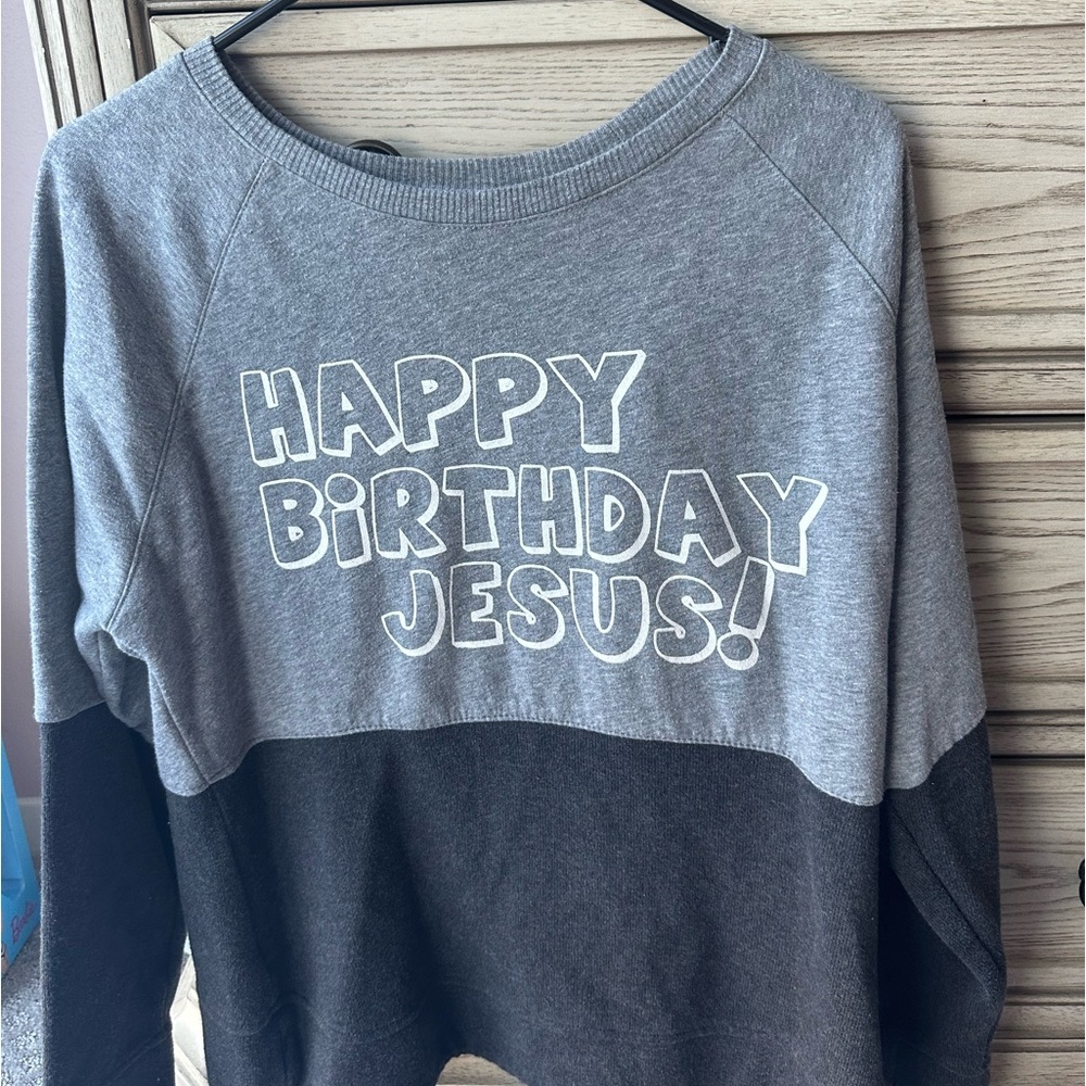 holiday crewneck “happy birthday jesus”